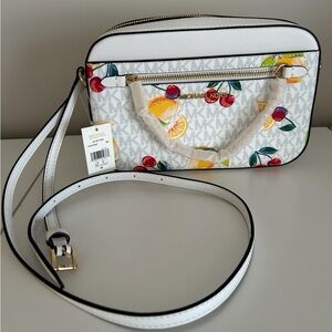 Michael Kors White Crossbody Bag with Fruit Print